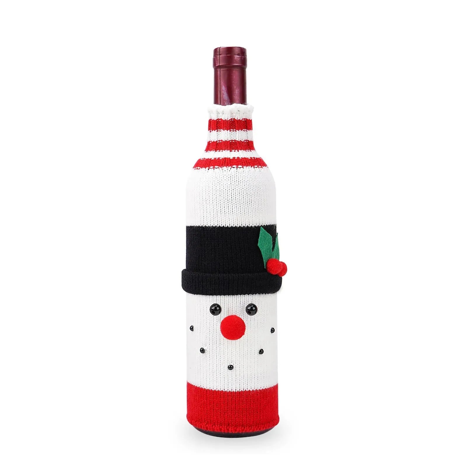 Christmas Decorations Old Man Snowman Bottle Cover Knitted - Bellarte Enchanté Christmas Decorations Old Man Snowman Bottle Cover Knitted